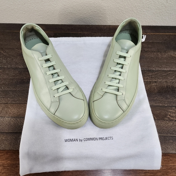 Womens Common Projects Achilles Low Sneakers in Mint Green - Picture 3 of 17